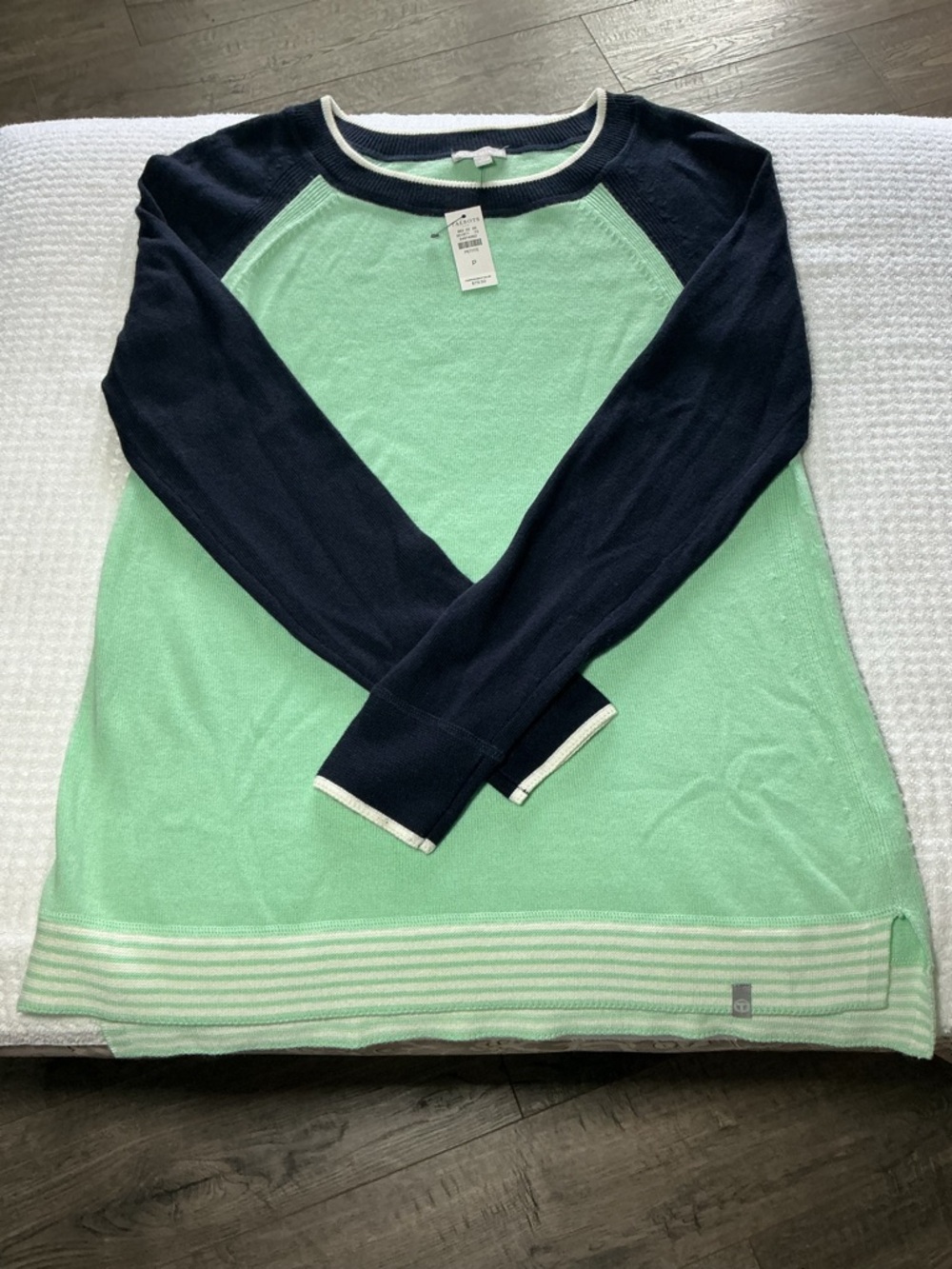 Talbots Green, Navy and Cream Crew Neck Sweater